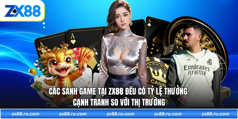 Các sảnh game tại ZX88 đều có tỷ lệ thưởng cạnh tranh so với thị trường